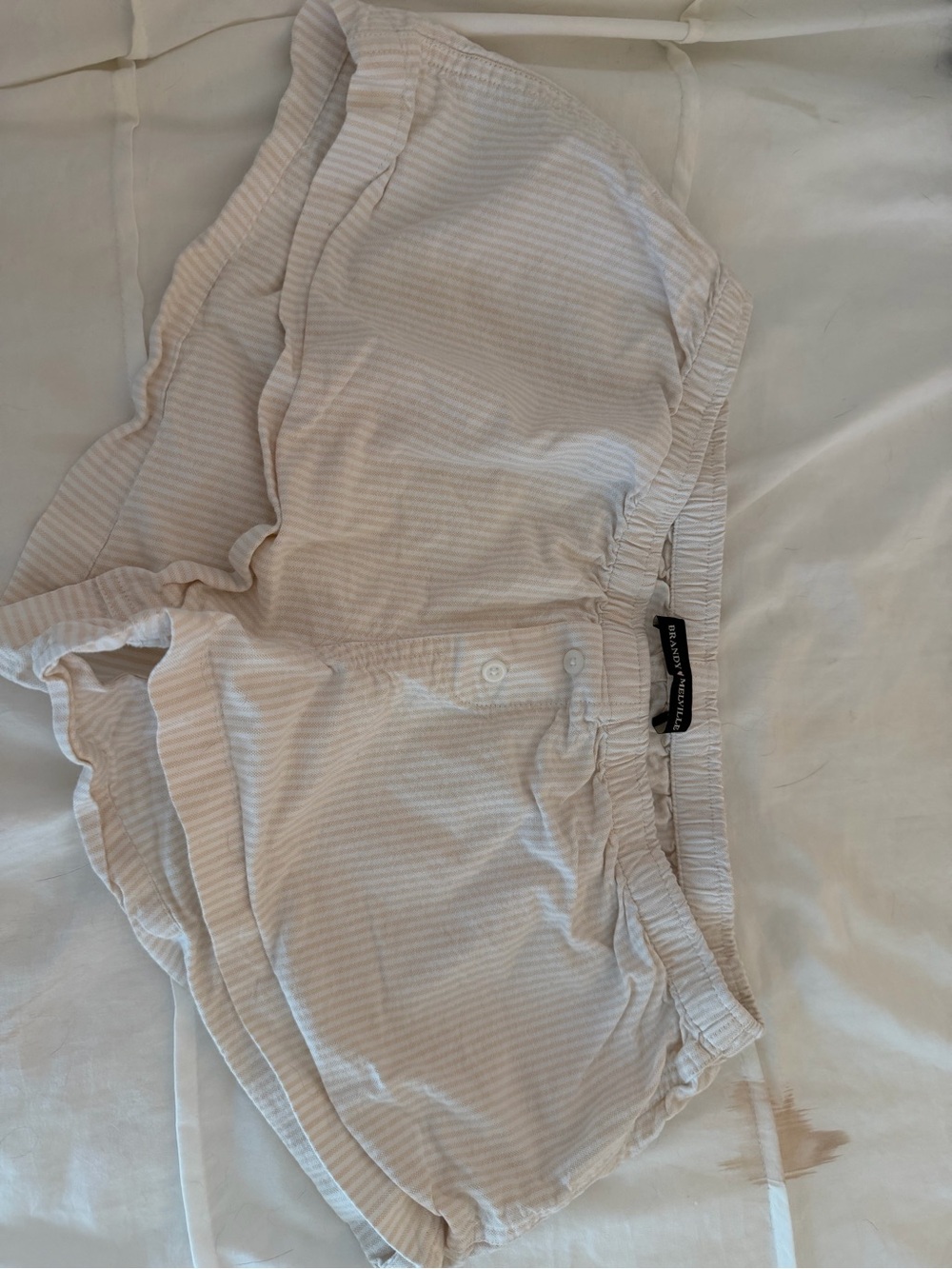 Brandy Melville Cream and Light Pink Striped Lounge Shorts